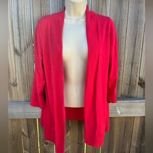 Talbots Red Open-Front Cardigan Sweater | Size Small